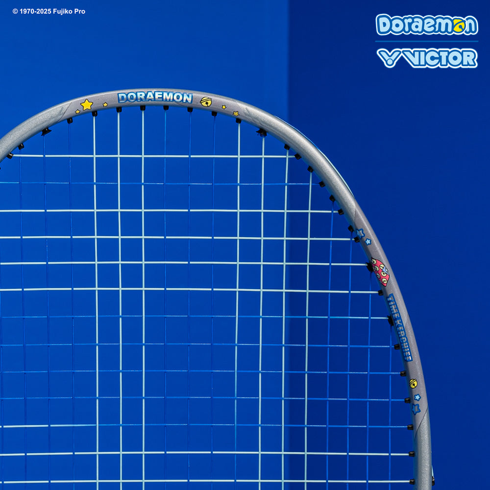 Victor X Doraemon TK DRM H Unstrung Badminton Racket - Carbon Fiber Shaft with Doraemon Design [Charcoal Gray] | Professional Tournament Grade Badminton Equipment for Adults & Advanced Players | Perfect for Competitive Matches & Training Sessions