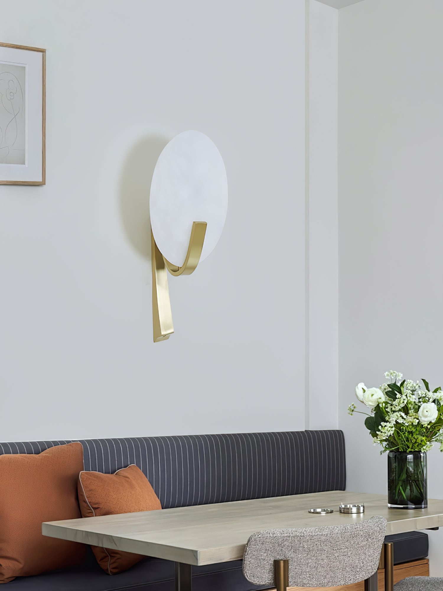 Alice Alabaster Plug-in Wall Lamp - Modern White Plug-in Sconce for Bedroom, Living Room & Hallway Lighting - Perfect for Ambient and Accent Lighting