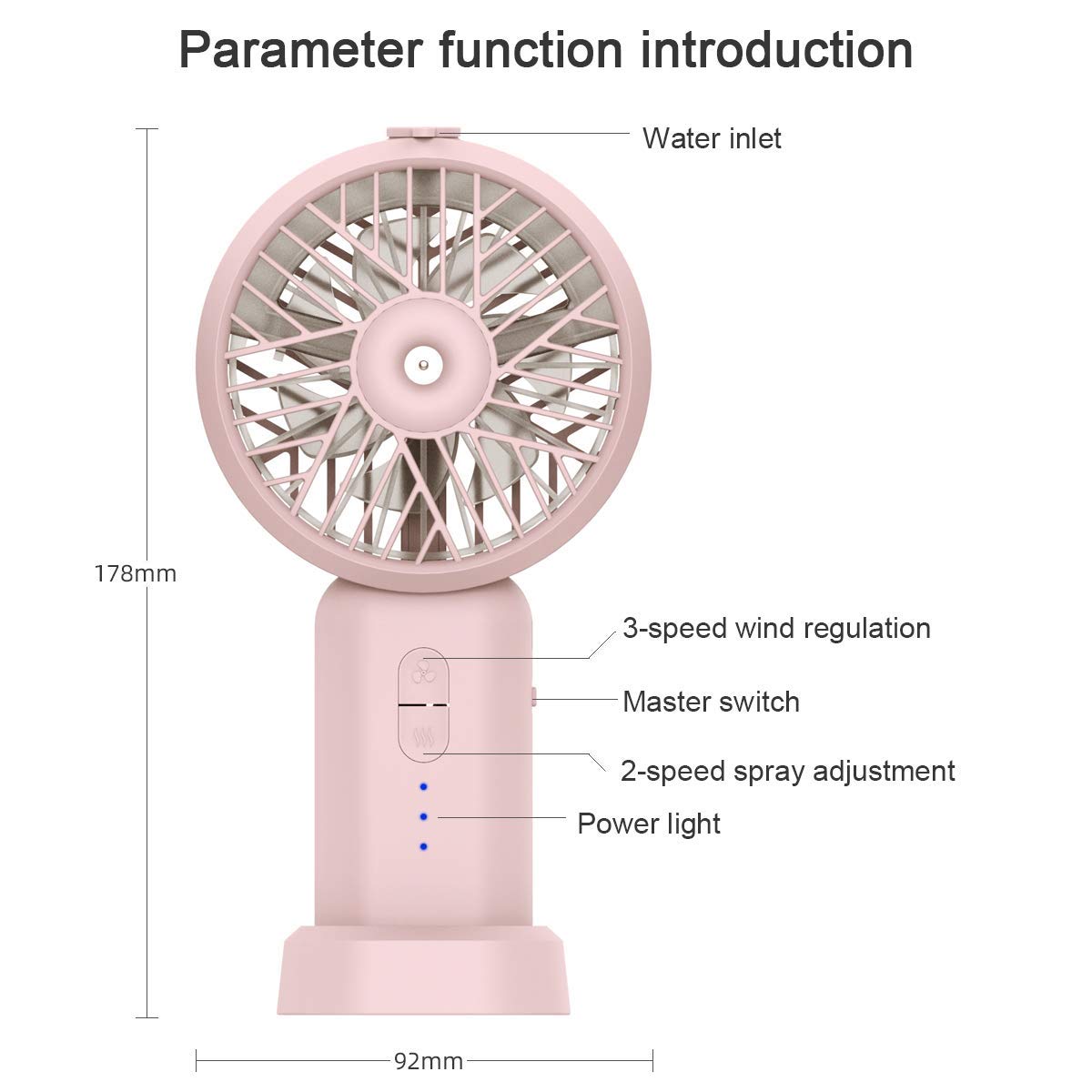 Neveika Portable Handheld Fan with 3 Speed Settings - Compact Personal Evaporative Air Cooler & Humidifier for Office, Dorm, Nightstand (Rose Pink) | Perfect for Home, Travel, Outdoor Activities & Hot Summer Days
