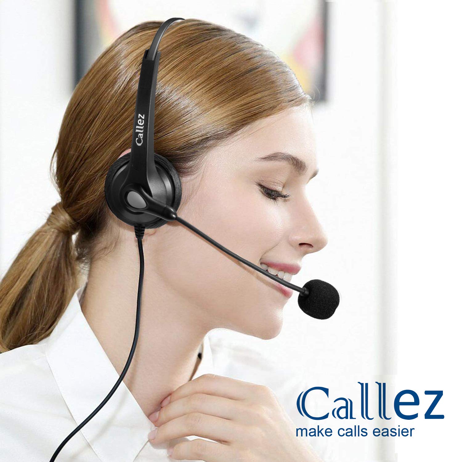 Noise Cancelling USB Headset with Microphone - Stereo PC Headphones for Business Calls, Skype, Zoom, Call Centers | Clear Audio, Lightweight & Comfortable Design | Perfect for Remote Work, Online Meetings & Office Use