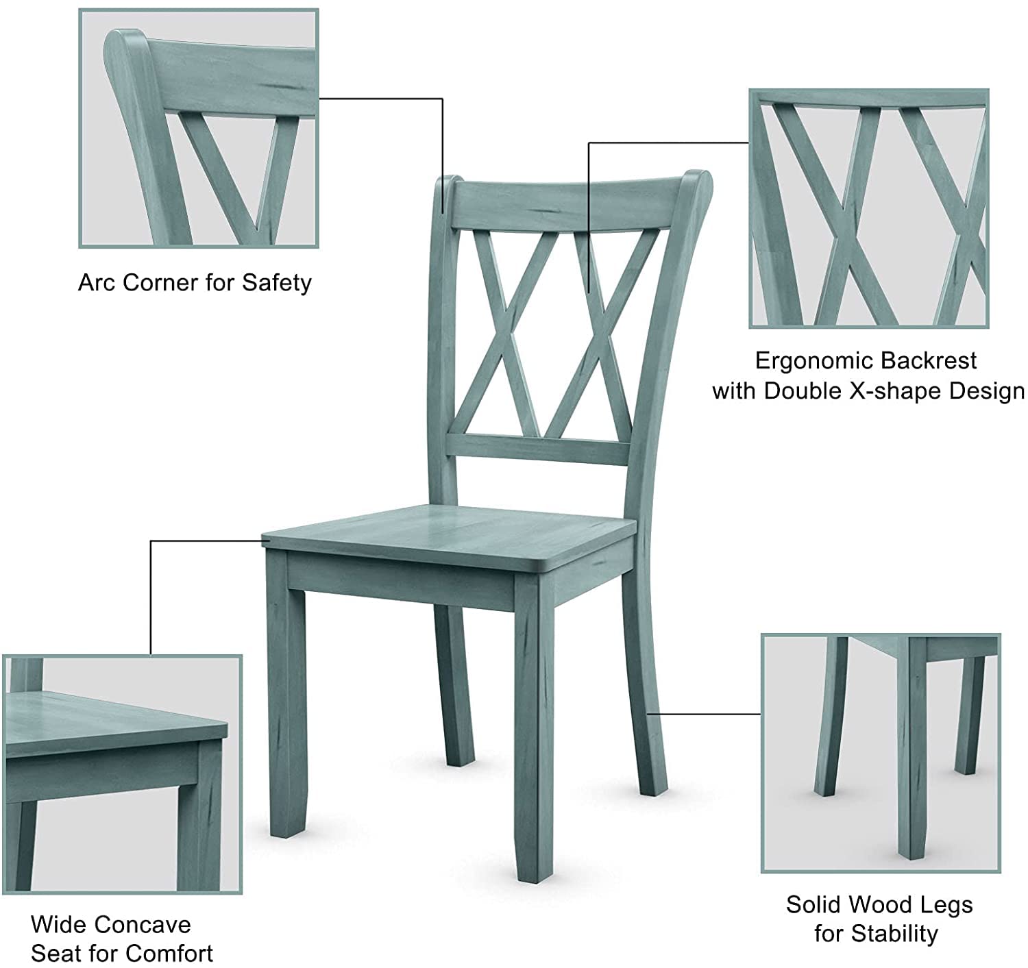 LDAILY Set of 2 Modern Mocha Dining Chairs - 18