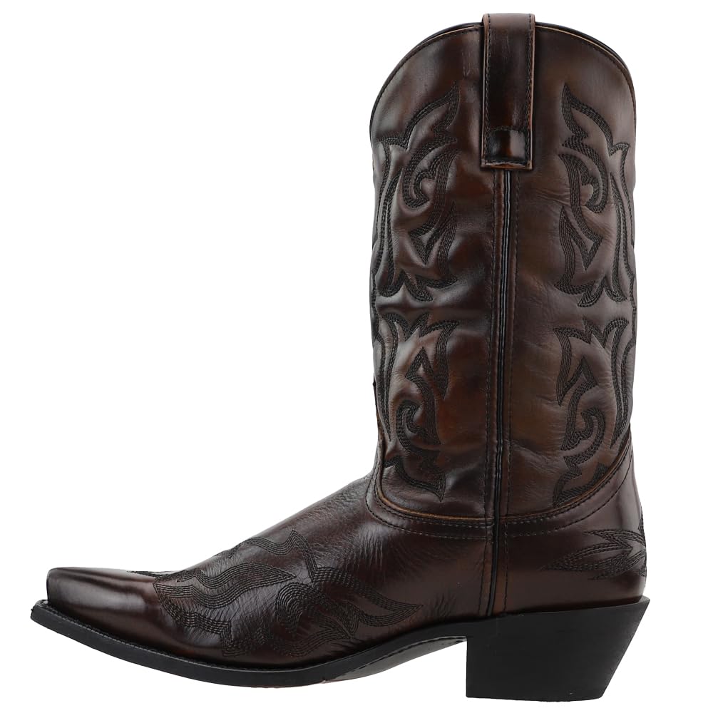 Laredo Men's Hawk Embroidered Snip Toe Casual Boots - Mid Calf Western Boots for Men, Comfortable Cowboy Boots in Black | Perfect for Country Dancing, Rodeo Events & Everyday Wear