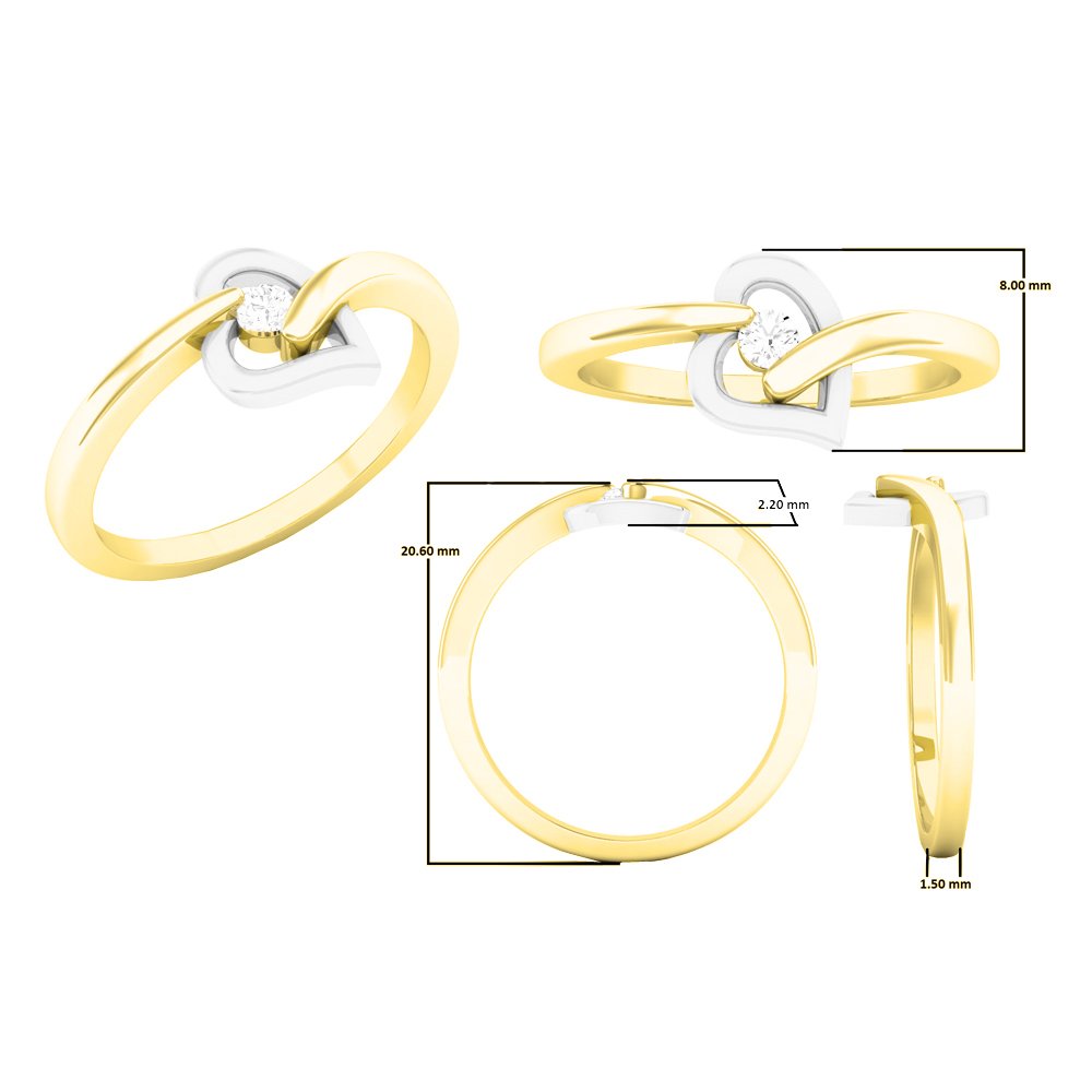 0.06 Cttw Round White Diamond Heart Promise Ring for Women - 10K White & Yellow Gold - Elegant Gift for Anniversary, Engagement, Valentine's Day