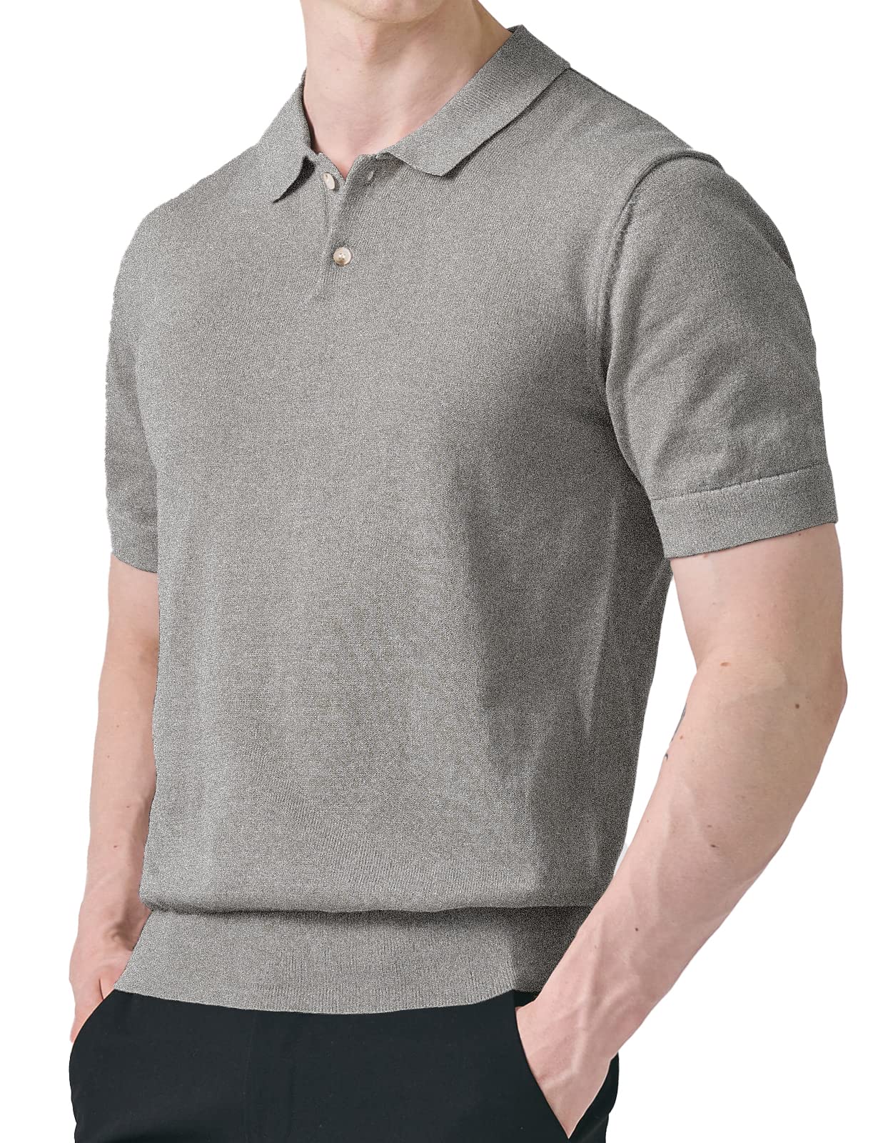 Men's Vintage Knit Polo Shirts - Short Sleeve Cotton Sweater Polo for Summer | Casual Business & Weekend Wear
