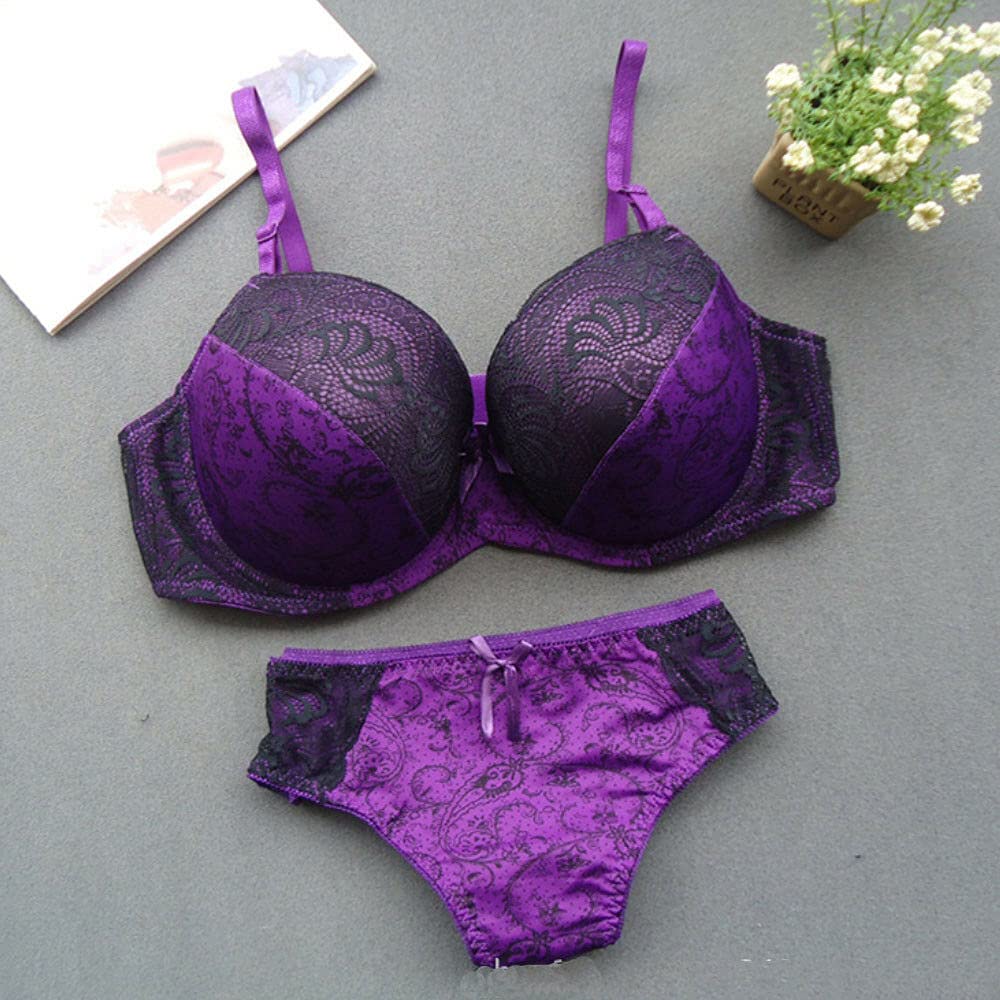 Women's Push Up Padded Bra and Thong Lingerie Set - Sexy Comfortable Underwear for Everyday Wear & Special Occasions