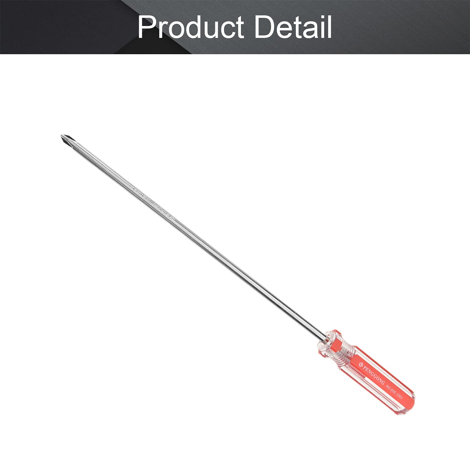 Utoolmart Phillips Screwdriver - 5mm Magnetic Cross Head Tip, 200mm 45# Steel Shaft with 75mm Ergonomic Plastic Handle - Perfect for Home Repair, DIY Projects & Craft Work (1 Piece)