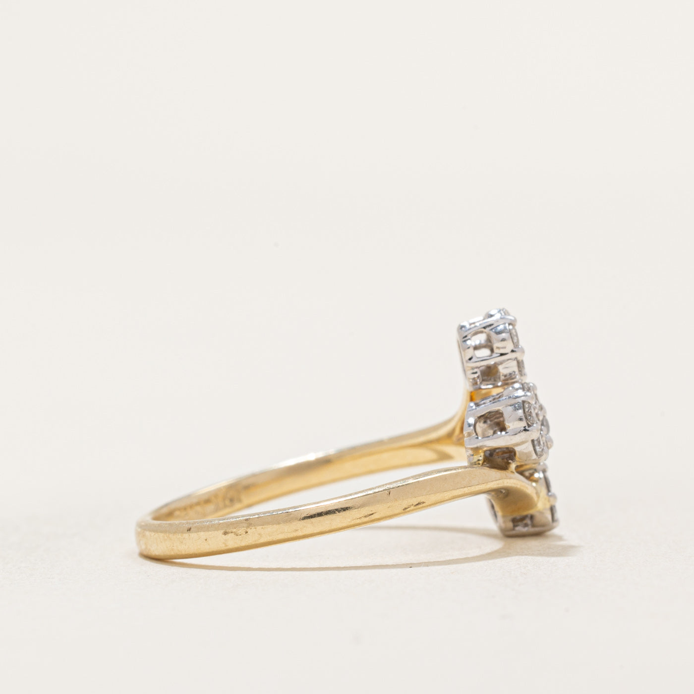 0.23ctw Diamond Cluster Bypass Ring - Size 6.75 | Elegant Wedding Band, Anniversary Gift for Her | Perfect for Engagements, Bridal Jewelry & Special Occasions