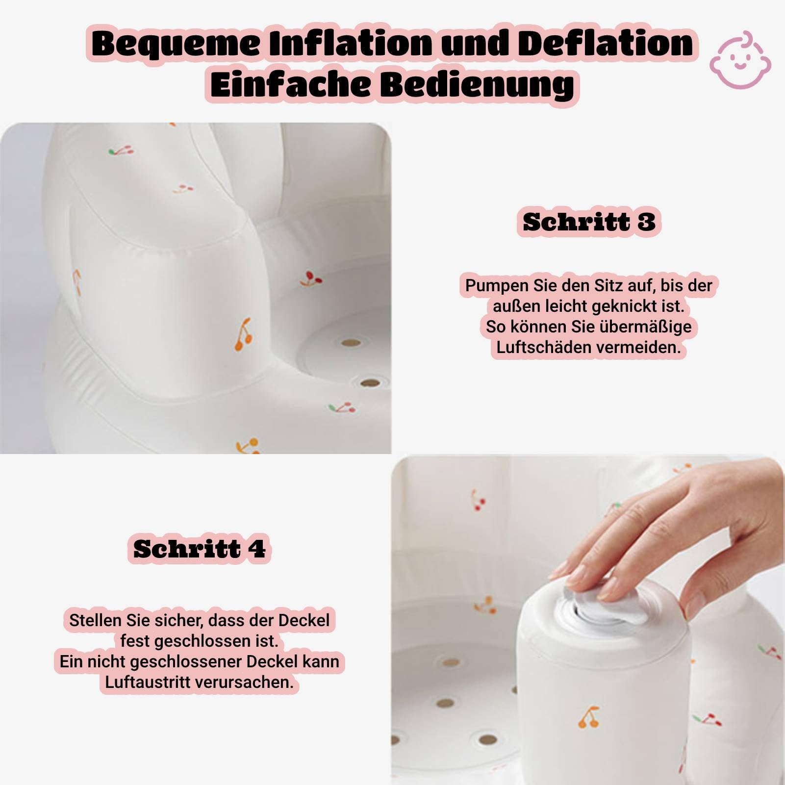 Inflatable Baby Floor Seat & Bath Chair - Foldable Toddler Support Sofa for Newborns - Perfect for Bath Time, Playtime & Relaxation at Home
