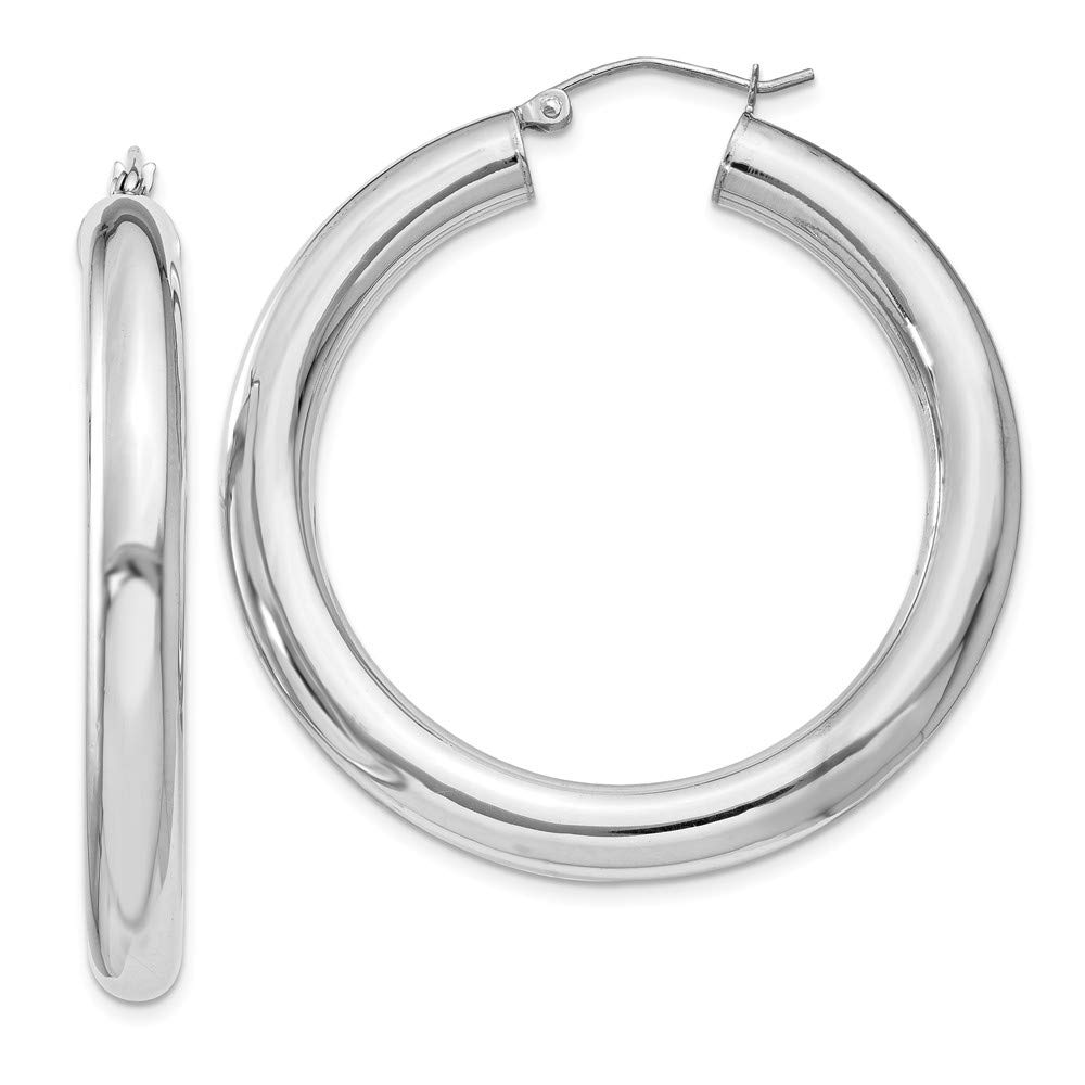 Sterling Silver Rhodium-Plated 5mm Round Hoop Earrings for Women - Hypoallergenic Dainty Everyday Jewelry - Perfect for Work, Date Night & Gifts