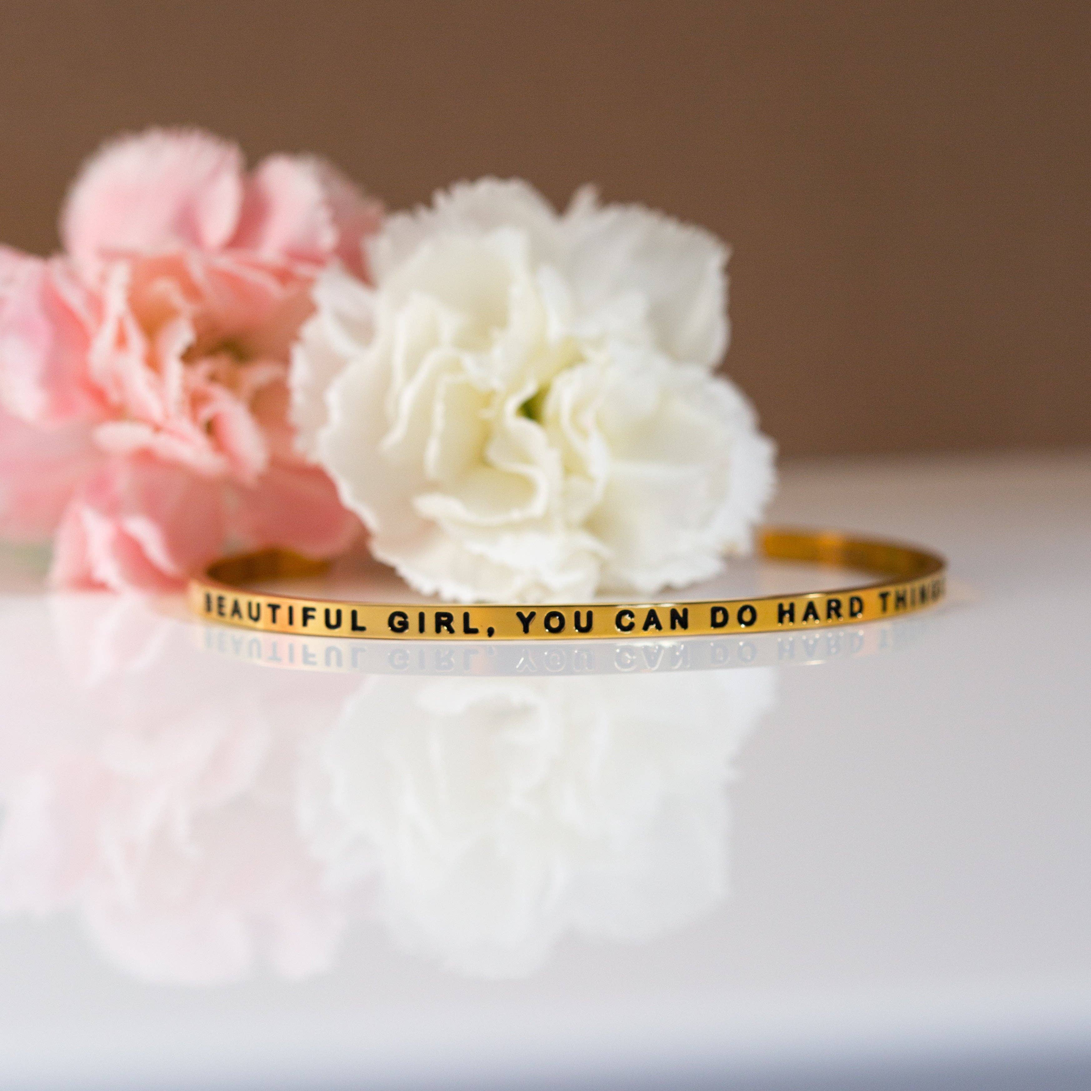 You Can Do Hard Things Cuff Bracelet - Motivational Inspirational Jewelry for Women & Girls - Perfect for Daily Wear, Gifts & Empowerment