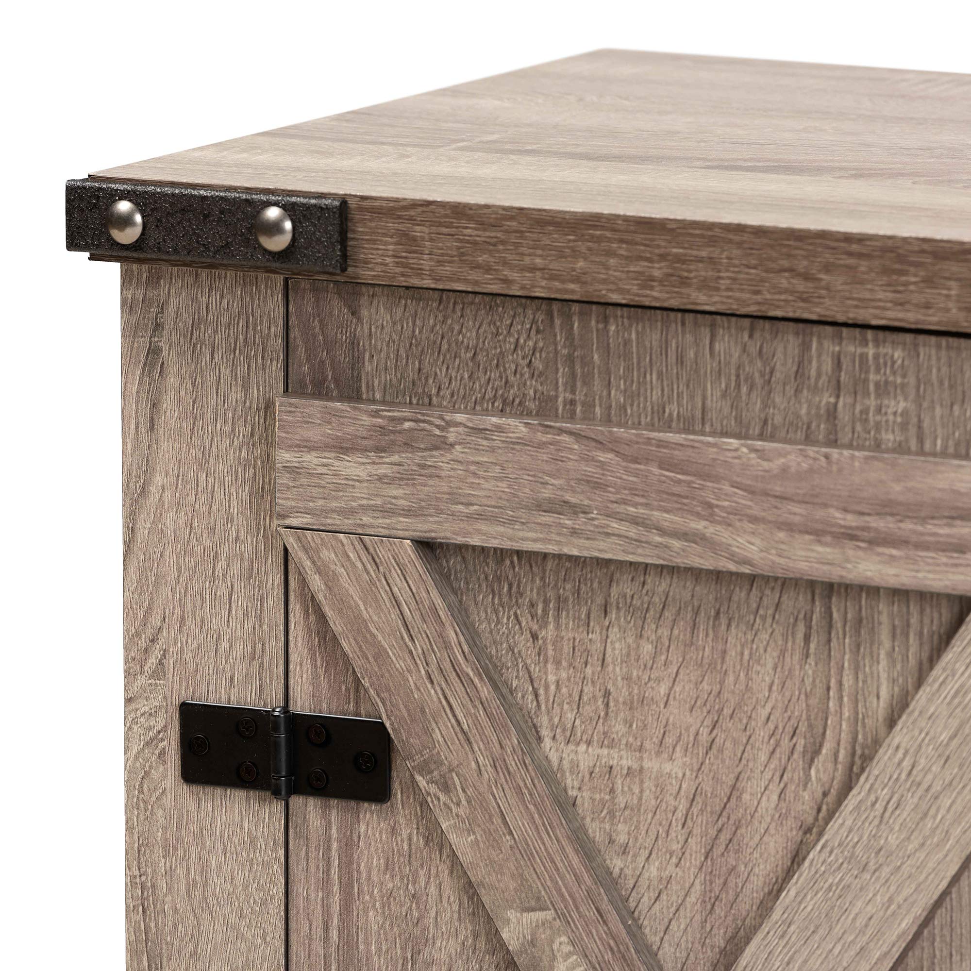 Baxton Studio Wayne Modern Farmhouse Shoe Storage Cabinet - 2-Door Oak Wood Cabinet with Brown Finish | Perfect for Entryway, Mudroom & Closet Organization