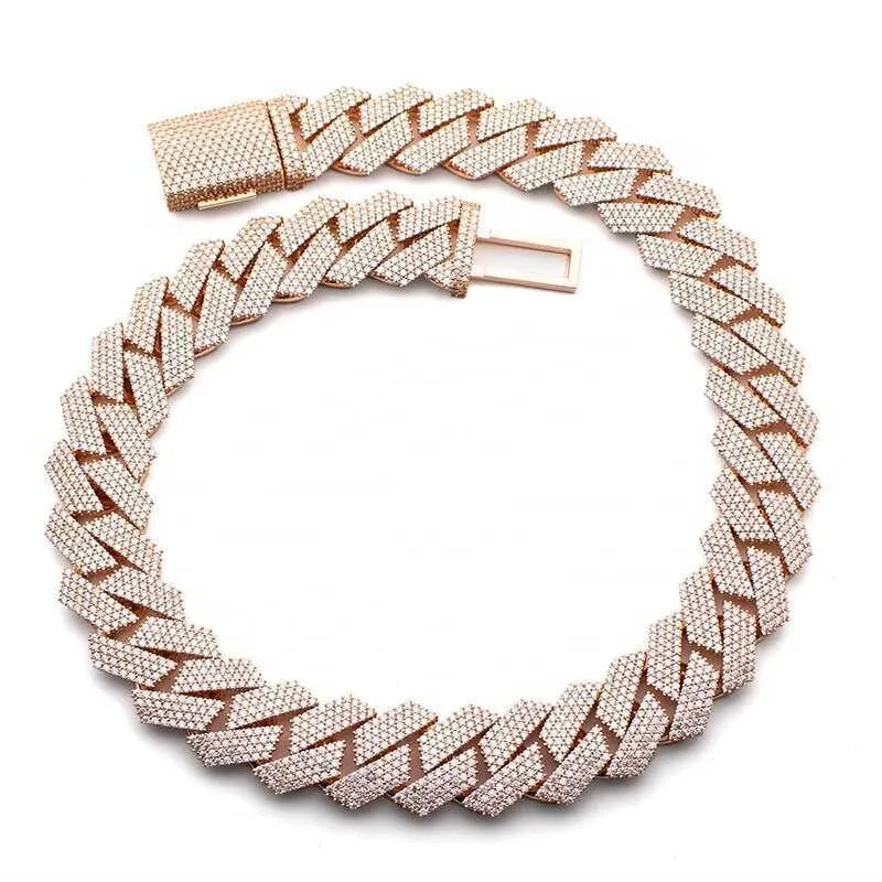18K Gold Moissanite Cuban Link Tennis Chain Necklace for Men - Iced Out Hip Hop Jewelry - Perfect for Parties, Gifts & Everyday Wear