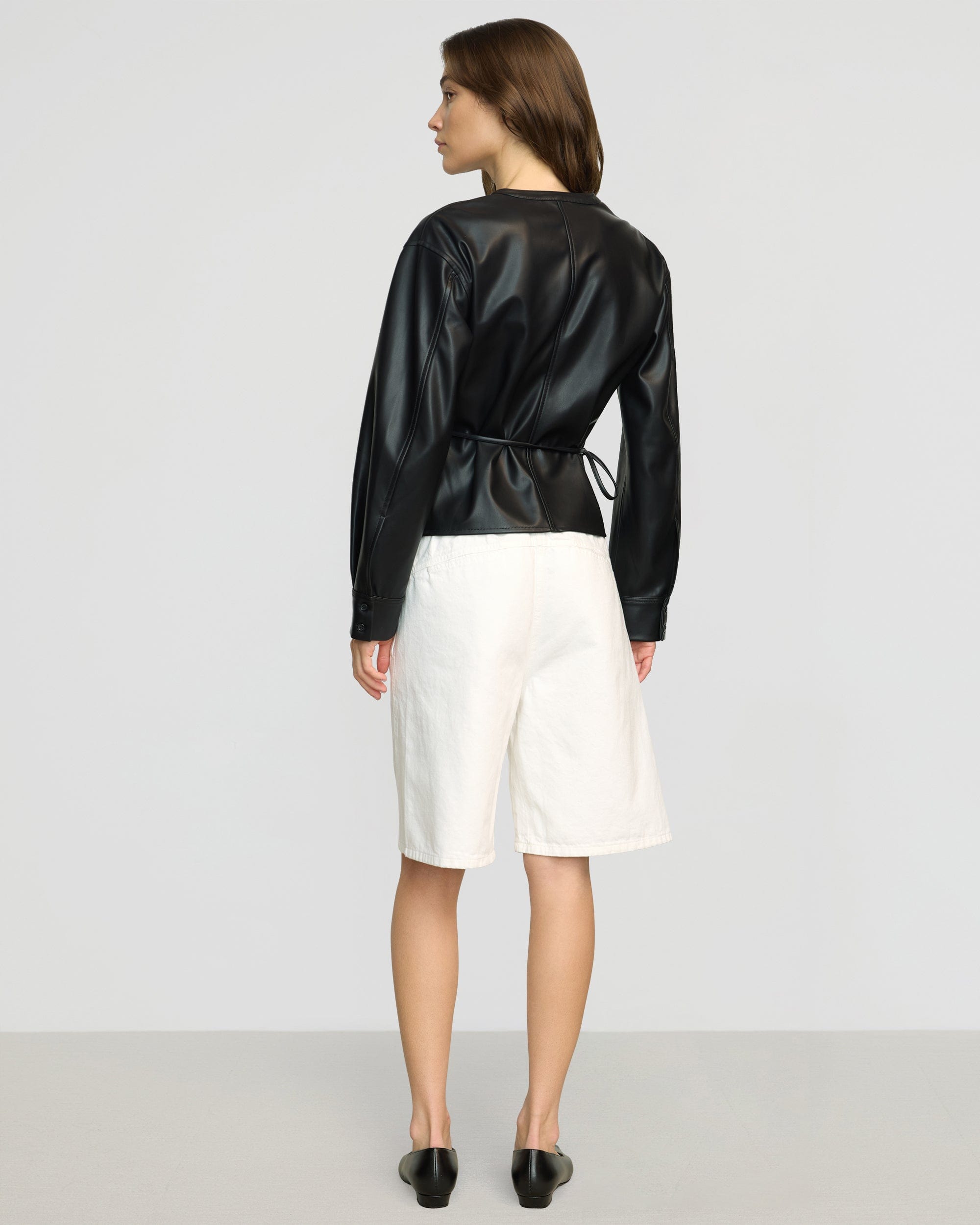Stylish Sarit Vegan Leather Wrap Top - Women's Fashion Blouse for Casual & Evening Wear