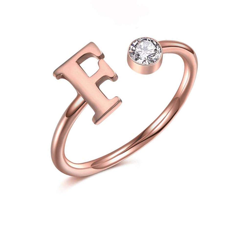 Personalized Rose Gold Initial Letter Ring A-Z - Custom Monogram Stackable Ring for Women - Perfect for Gifts, Engagements, and Everyday Wear