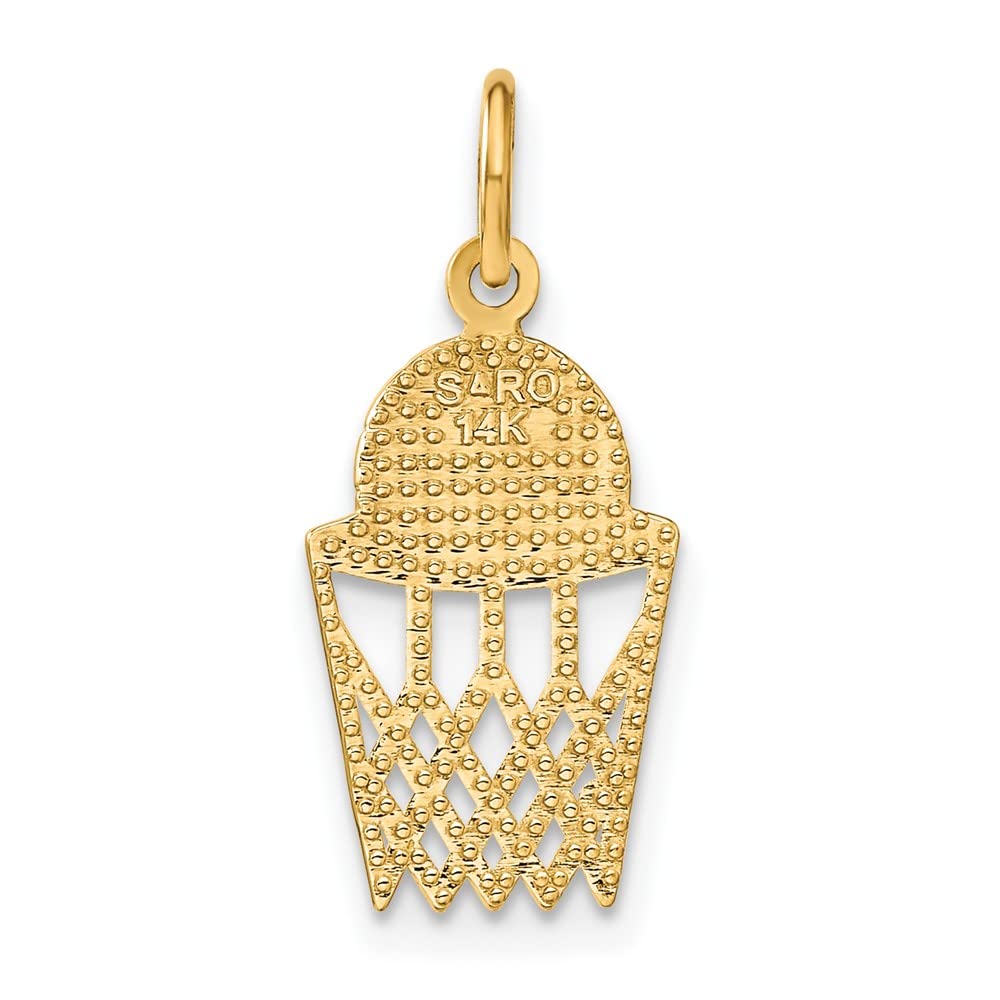 14k Yellow Gold Basketball Charm - Black Bow for Jewelry & Gifts