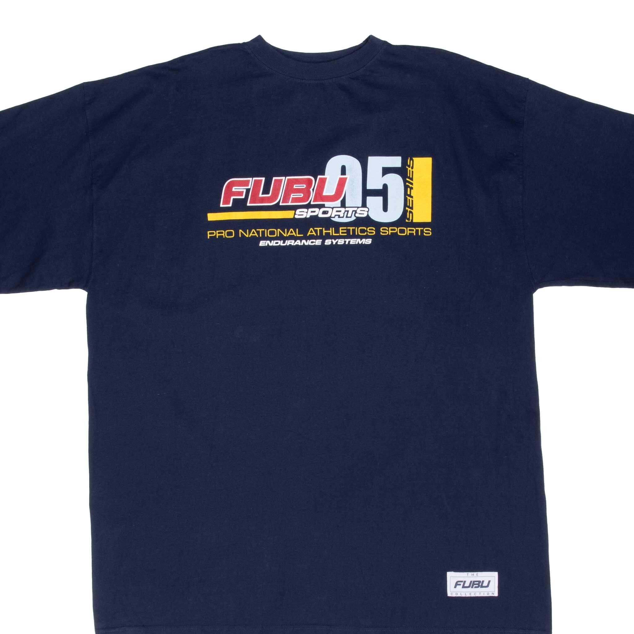 Vintage FUBU PRO National Athletics Sports Blue T-Shirt - Men's XL Size (2000s Retro Style) - Perfect for Casual Wear, Street Fashion & 90s Hip Hop Outfits