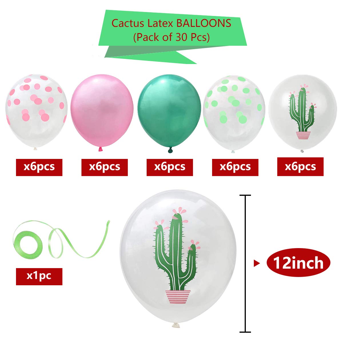 30PCS Cactus Party Balloons for Hawaiian Luau, Tropical Birthday Decorations, Summer Carnival & Baby Shower - Perfect for Pool Parties, Beach Events & Desert Themed Celebrations