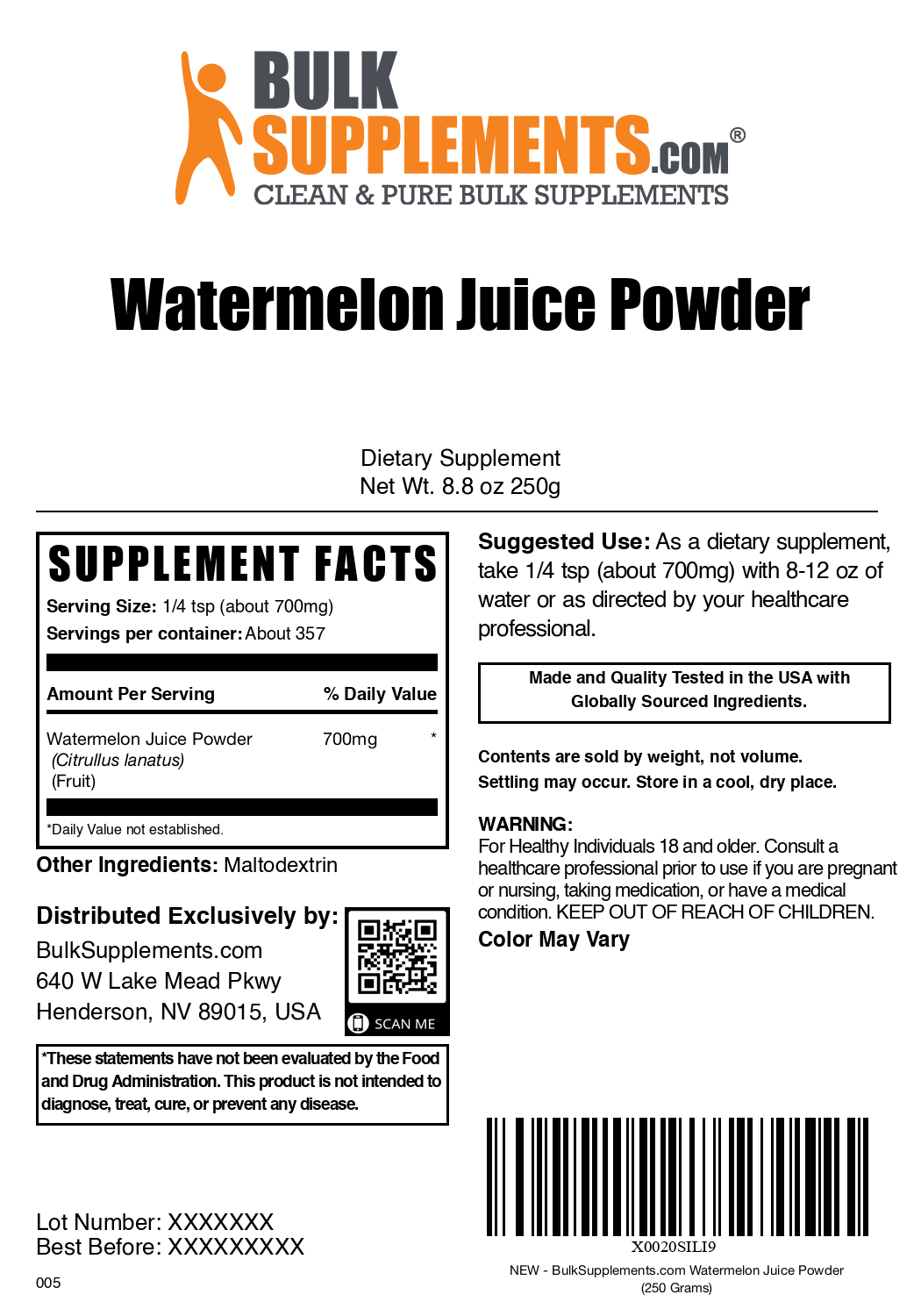 Organic Watermelon Juice Powder - 100% Natural, No Sugar Added, Vegan & Gluten-Free - Perfect for Smoothies, Baking & Healthy Drinks