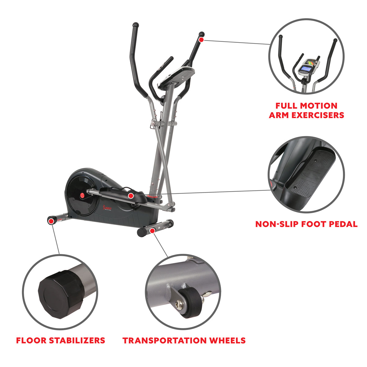 Magnetic Elliptical Trainer Machine - 12 Pre-Programmed Workouts for Home Gym Cardio Exercise | Perfect for Small Spaces & Full-Body Workout