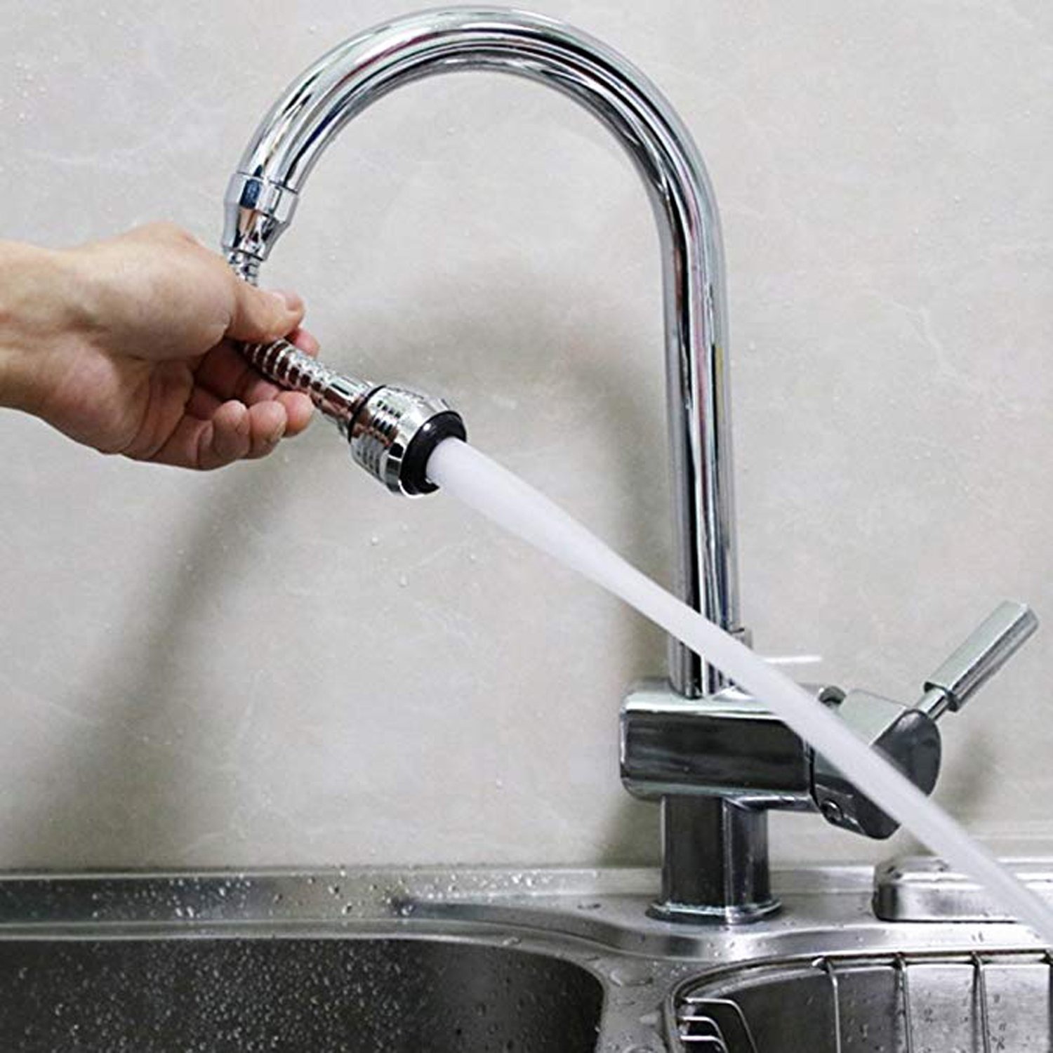 360° Swivel Kitchen Faucet Sprayer Replacement - Universal Threaded Attachment for Kitchen Sink & Laundry Sink (1-Pack) | Perfect for Washing Dishes, Cleaning Vegetables & Household Chores