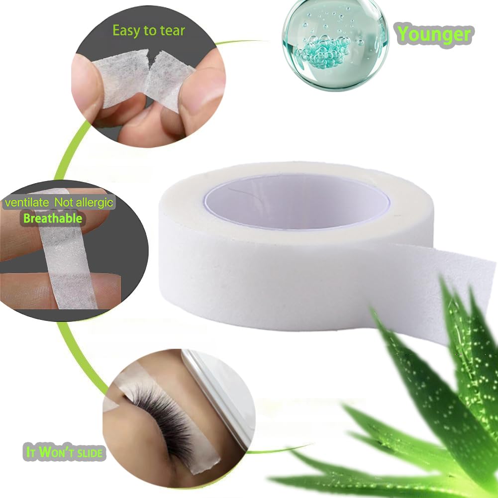 Best Aloe Makeup Tape for Eyeshadow & Mascara - 6 Pack White Eyelash Extension Tape for Professional Lash Tech Supplies | Perfect for Salon & Home Use
