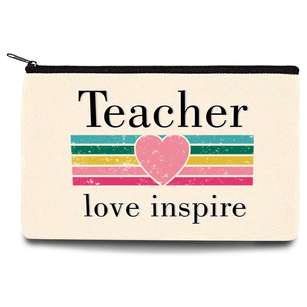 Teacher Printed Zip Canvas Pouch - Waterproof Makeup Bag for Travel & Daily Use | Cosmetic Organizer, Toiletry Bag, Bridesmaid Gift, Pencil Case, Wash Bag & Coin Purse | Perfect for School, Work, Travel & Bridal Party Essentials