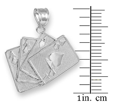 925 Silver Playing Cards Necklace - Four of a Kind Charm Pendant for Poker Lovers