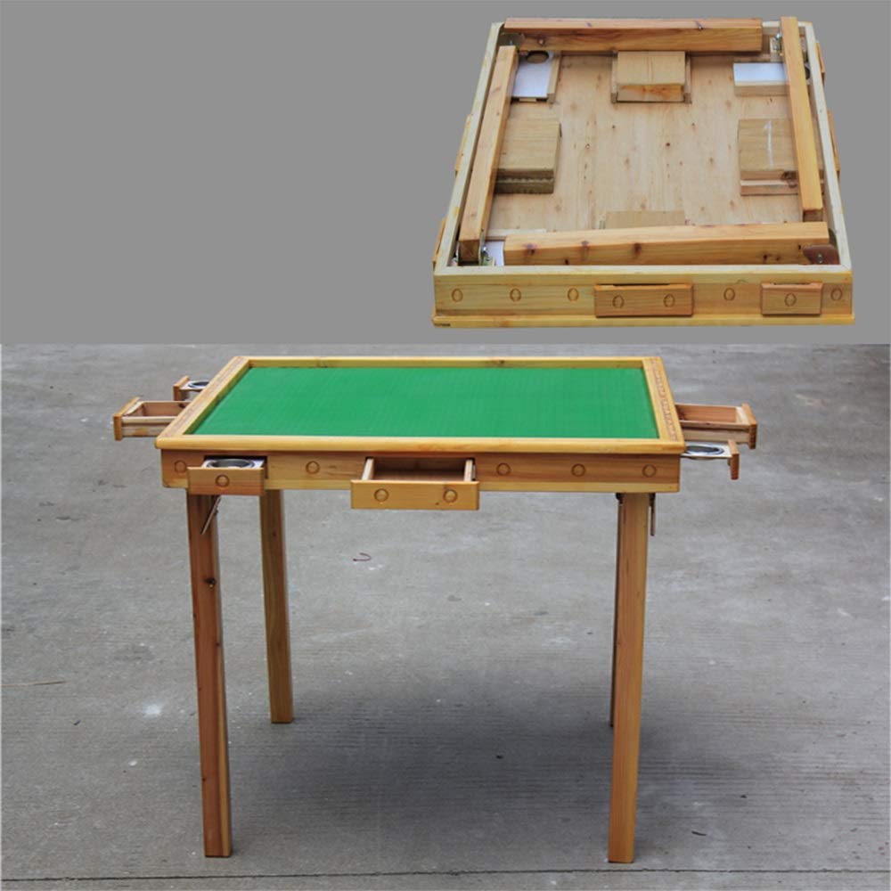 Premium Folding Mahjong Table - Lightweight Square Game Table for Poker, Dominoes & Card Games - Chinese & Japanese Style with 4 Sturdy Legs (Beige, 90×90×76cm) - Perfect for Home Entertainment, Parties & Game Nights