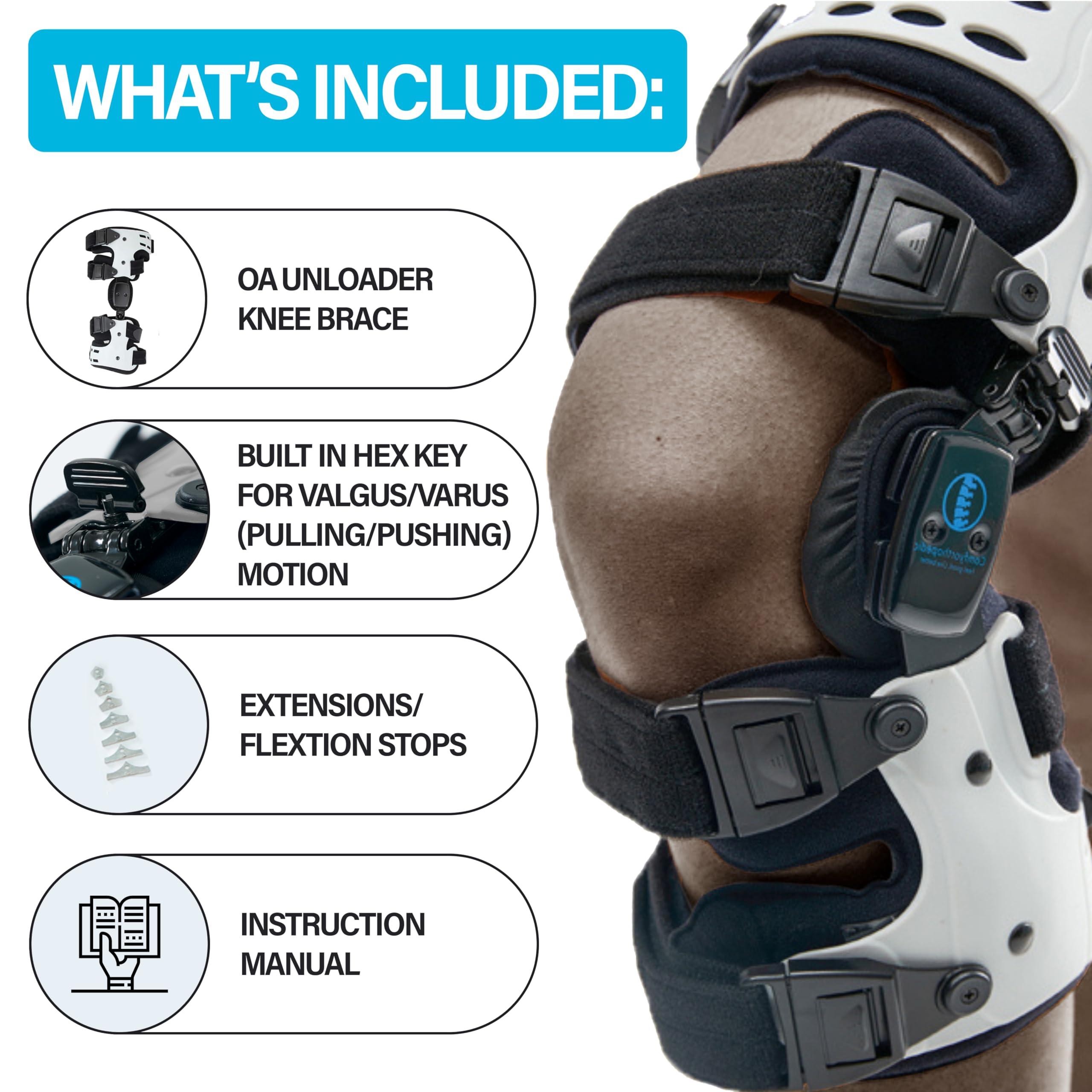 UPGRADED Medial Offloader Knee Brace for Osteoarthritis Pain Relief - Unloader Support for Men & Women with Knock Knee, Bone on Bone Arthritis & Joint Pain - HSA/FSA Approved with Built-in Hex Key (Left) - Ideal for Walking, Running & Daily Activities
