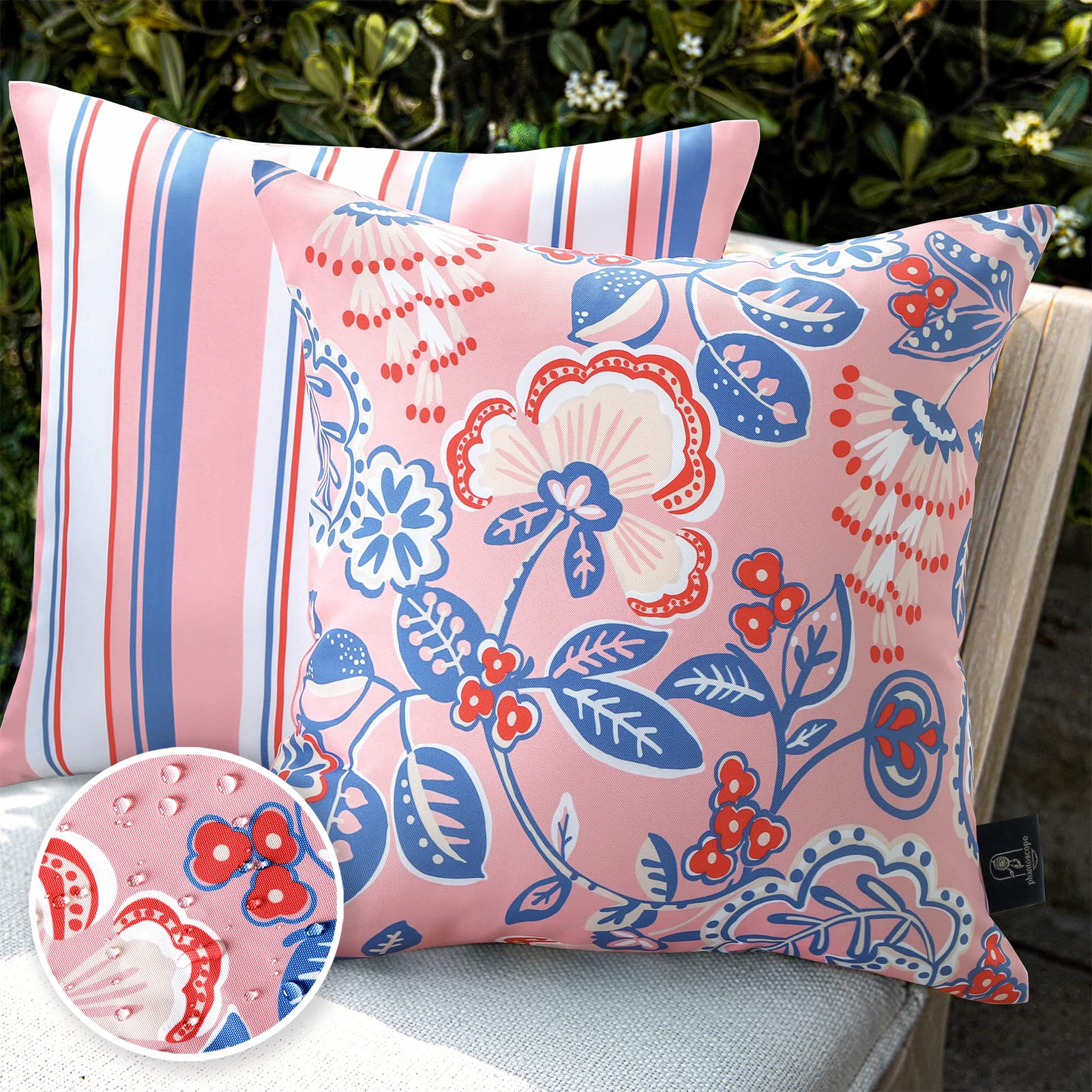 Waterproof Outdoor Pillow Covers 20x20 Inch - Pack of 2 for Patio, Couch & Camping