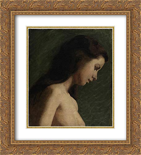 Thomas Eakins Study of a Girl's Head - 20x22 Inch Gold Ornate Framed Museum Art Print with Double Matting - Perfect for Living Room, Bedroom or Office Wall Decor