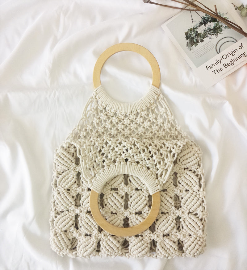Stylish Cotton Rope Straw Tote Bag for Women - Perfect for Beach, Shopping & Summer Outfits