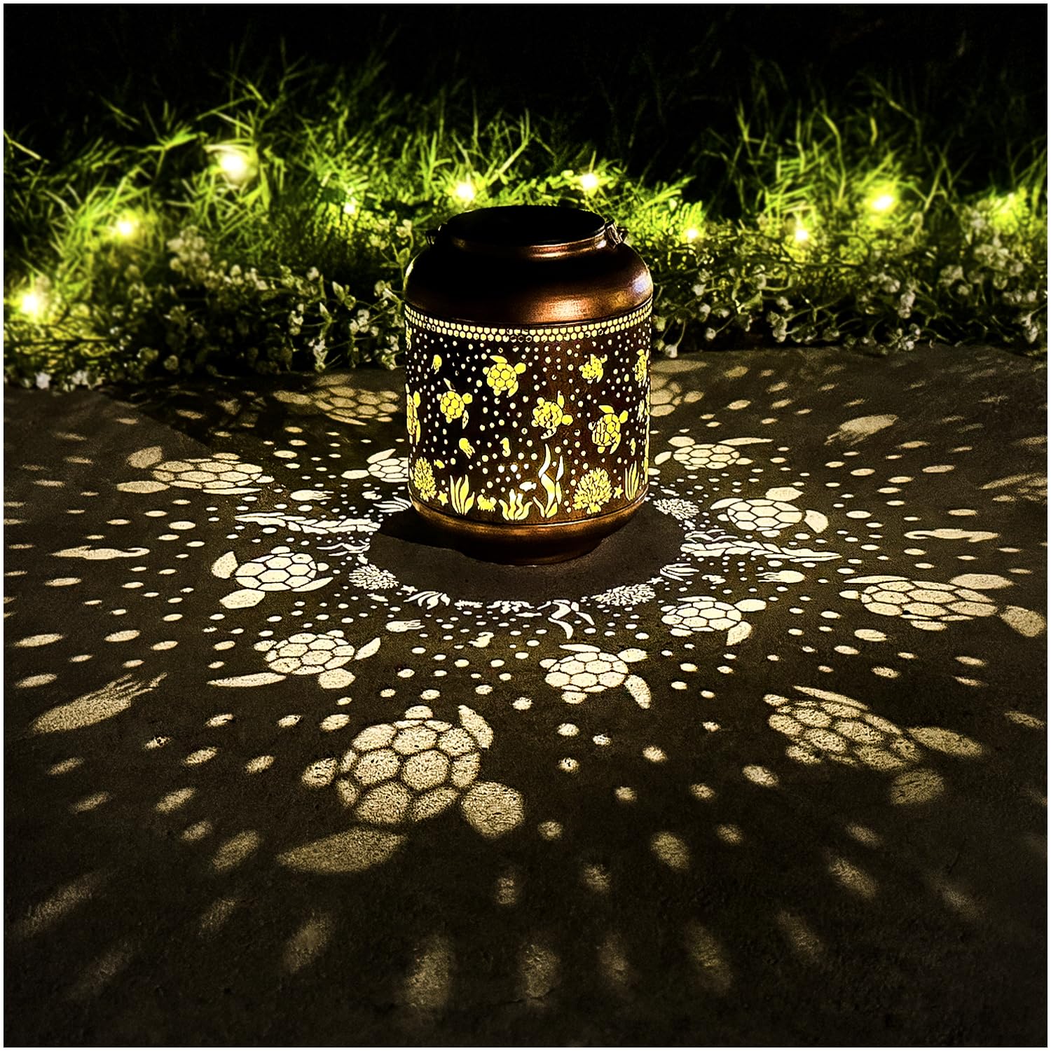 Sea Turtle Solar Lanterns Outdoor Waterproof - Hanging Solar Lights for Garden, Patio, Yard Decor - Metal LED Decorative Light for Tabletop, Pathway, Landscape - Perfect Gift for Women & Home Decorating - Ideal for Outdoor Parties, Camping, and Backyard Lighting