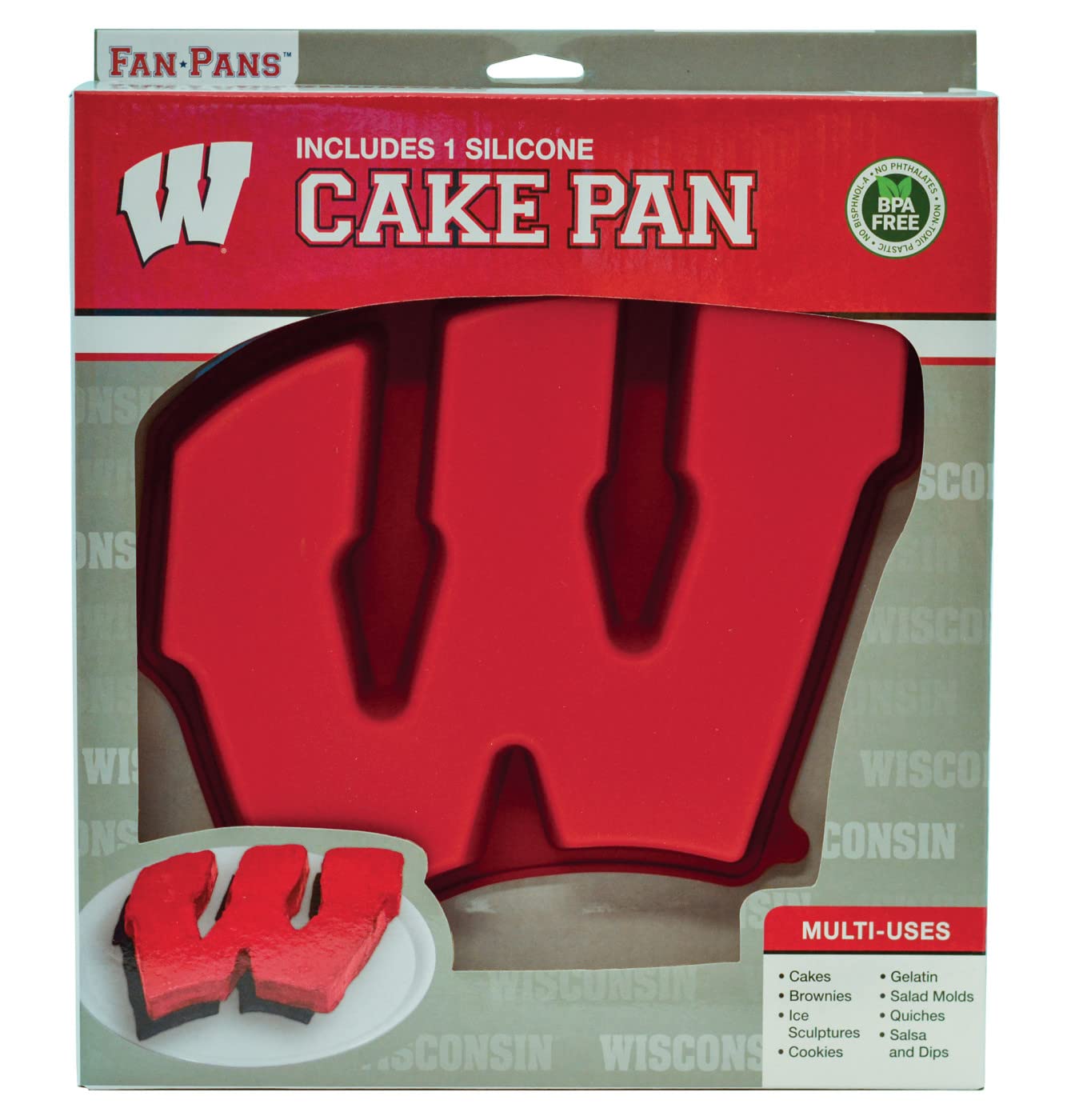 MasterPieces NCAA Wisconsin Badgers Fan Cake Pan - Non-Stick Baking Mold for Team Spirit Cakes, Cupcakes & Desserts - Perfect for Game Day Parties, Tailgating & College Sports Celebrations