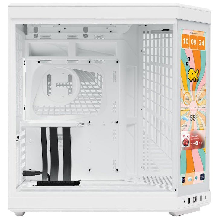 HYTE Y70 Touch Infinite Mid Tower PC Case - Snow White Tempered Glass, RGB Lighting, High Airflow Design for Gaming & Workstation Builds - Perfect for Streaming & Esports Setups