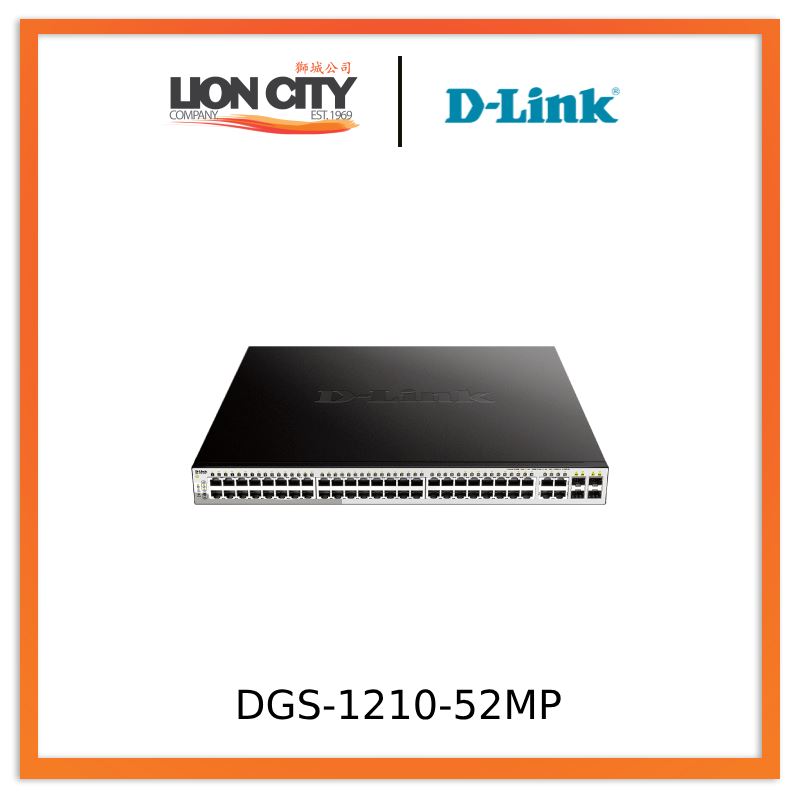 D-Link DGS-1210-52MP 52-Port Gigabit Smart Managed PoE Switch | Network Switch for Business & Office | High-Speed Data Transfer | Power Over Ethernet | Ideal for CCTV, VoIP & Office Networking