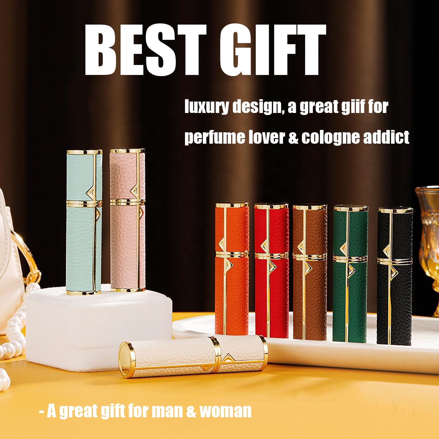Refillable Travel Perfume Bottle 5ml - Portable Mini Cologne Atomizer Sprayer, TSA Approved Empty Perfume Dispenser for Purse & Pocket - Perfect for Airplane, Gym, Office & On-the-Go Use (Black)