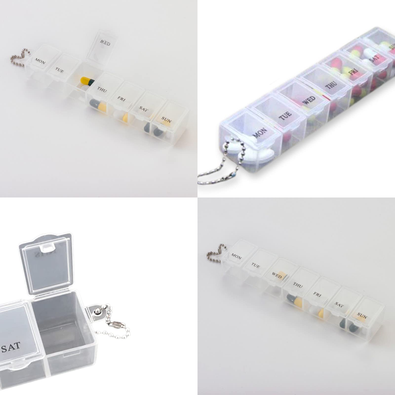 7-Day Weekly Pill Organizer with 7 Compartments - Portable Travel Medicine Box for Pills, Vitamins, Fish Oil & Supplements | Clear Plastic Daily Pill Dispenser for Home, Office & Travel Use