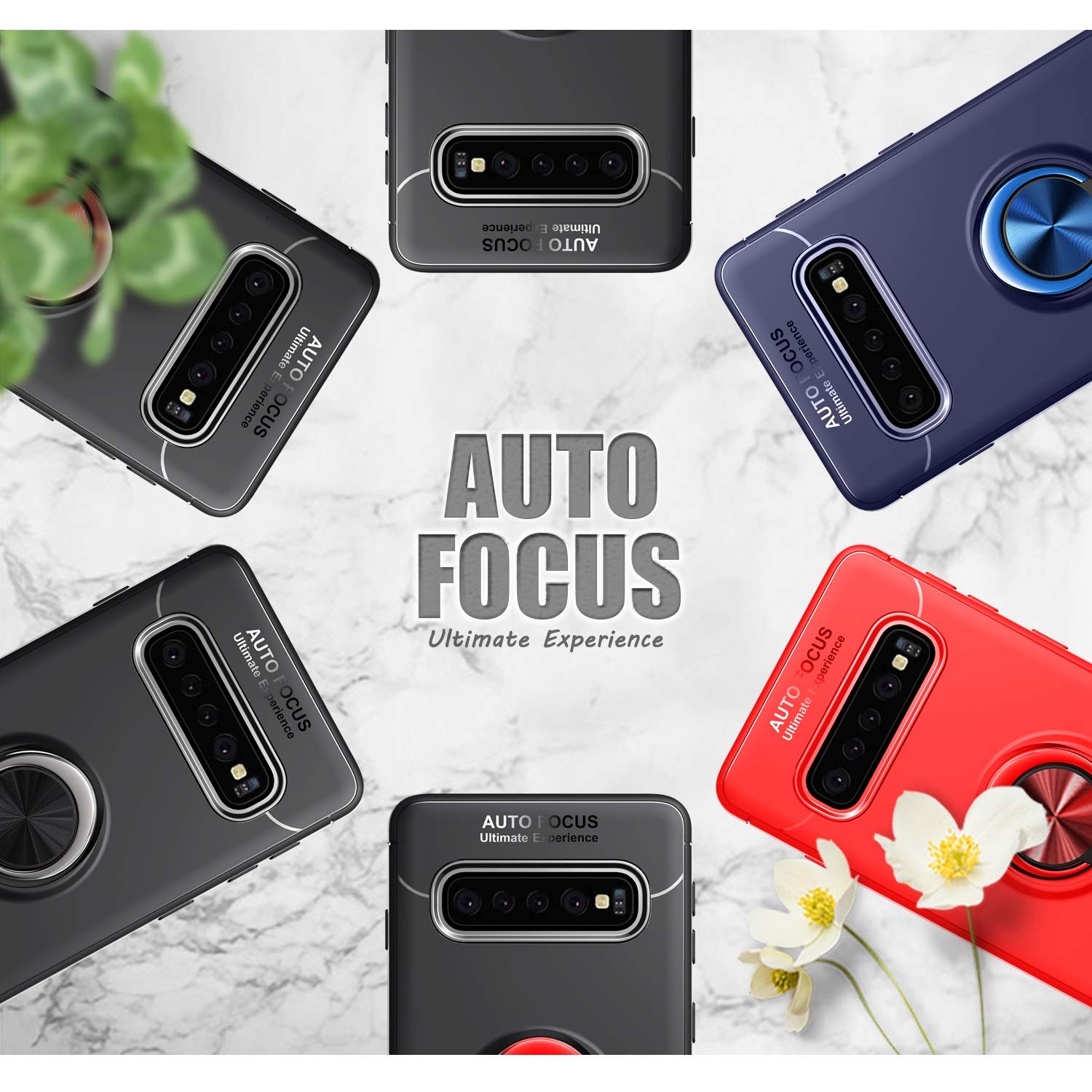 Samsung Galaxy S10 Case with Rotatable Metal Ring Kickstand & Magnetic Car Mount - Shockproof, Anti-Scratch, Ultra-Slim Protective Phone Cover (Black) - Perfect for Hands-Free Viewing, Driving & Daily Protection