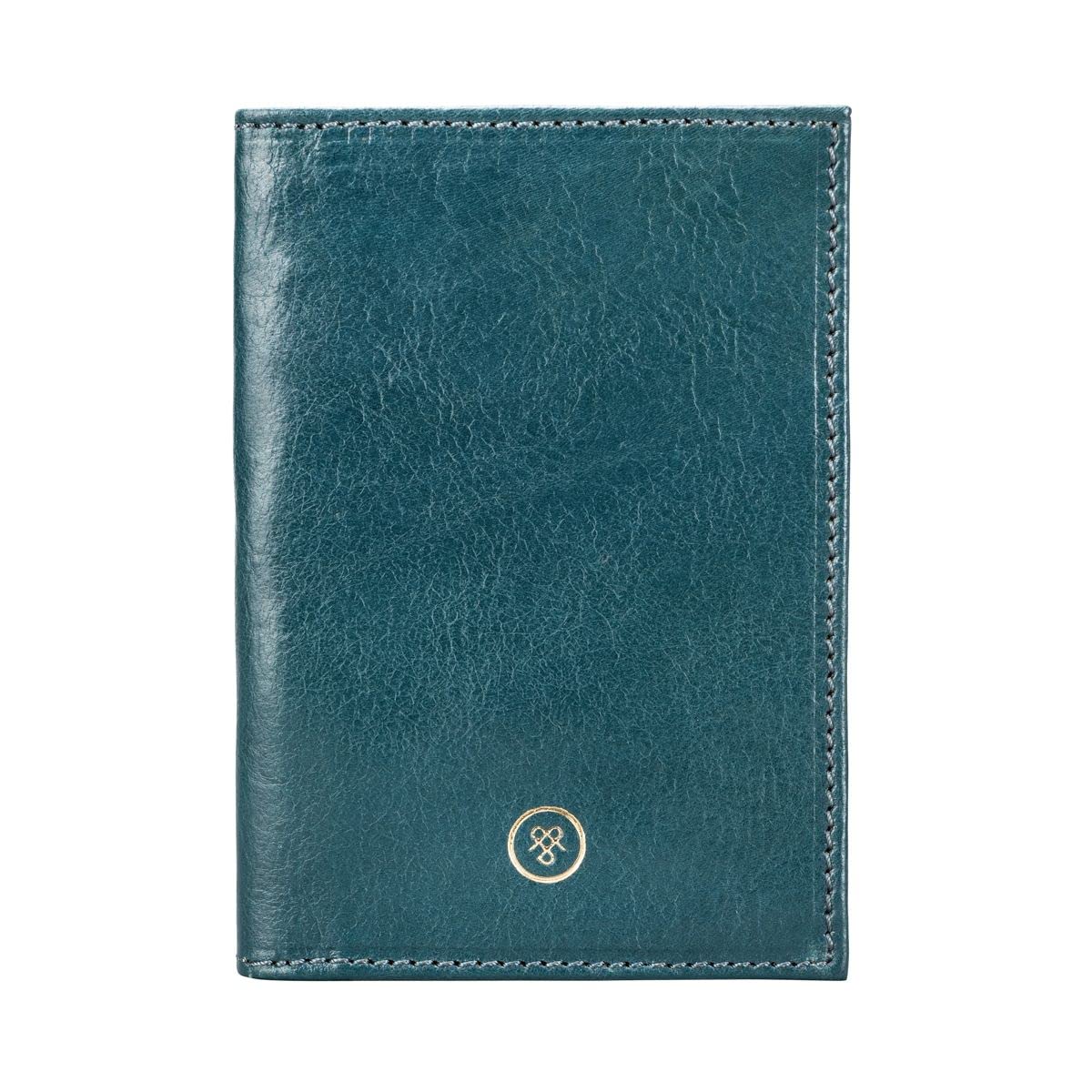 Maxwell Scott Personalized Luxury Leather Passport Holder - The Prato in Petrol Blue | RFID Blocking Travel Wallet for Men & Women | Perfect for Business Trips & Vacation Travel Accessories