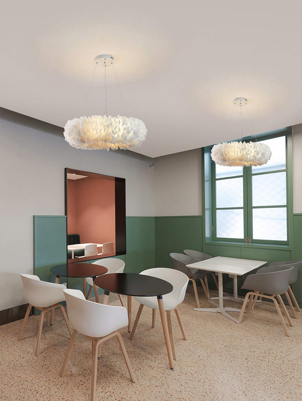 Nordic Feather Chandelier - Modern 8-Light Ceiling Pendant Fixture, 19.5