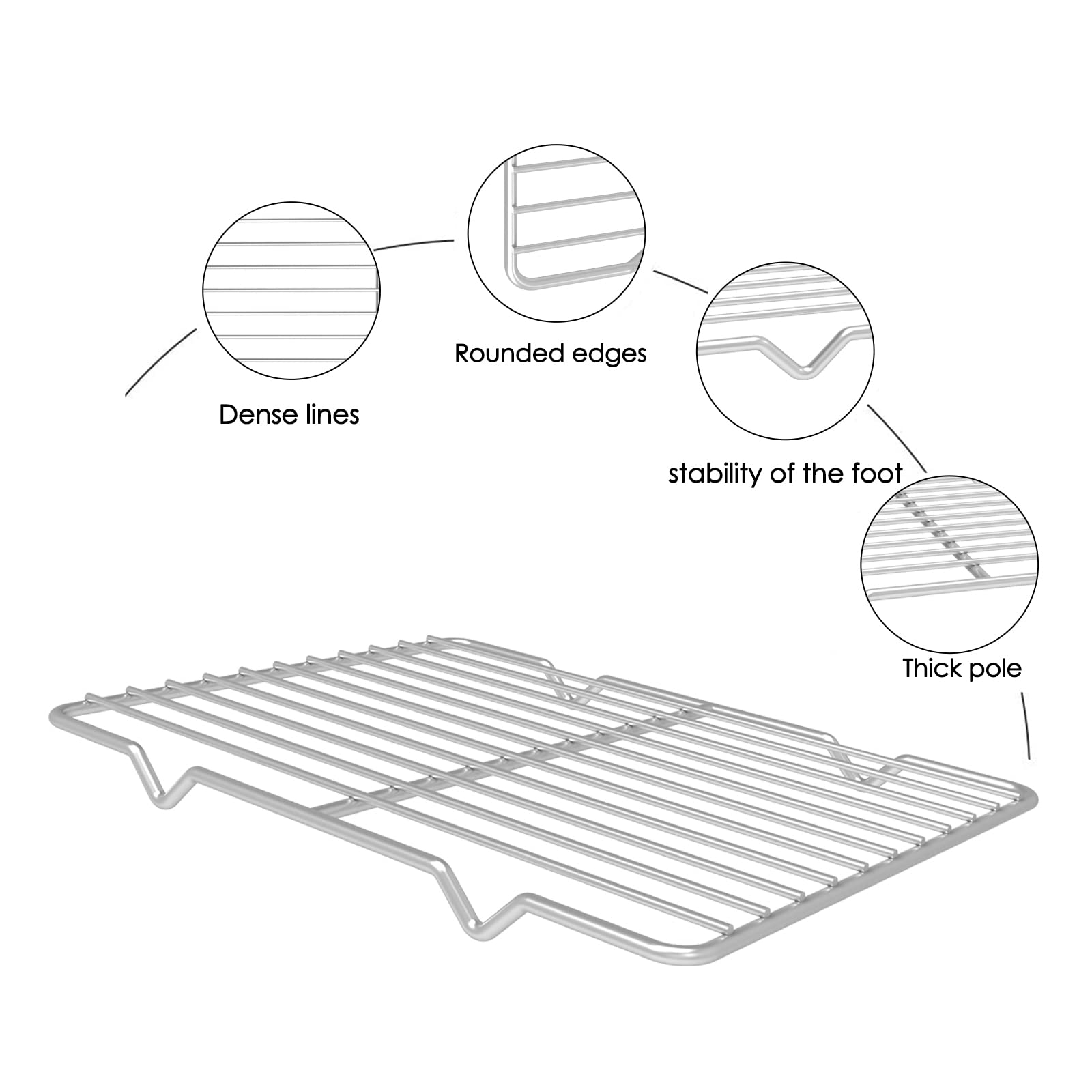 Linkidea 2-Pack Stainless Steel Baking Cooling Rack Set - 7.8'' x 10.2'' Oven-Safe Metal Grate for Roasting, Grilling & Baking | Perfect for Cookies, Breads, Pans & Disposable Trays