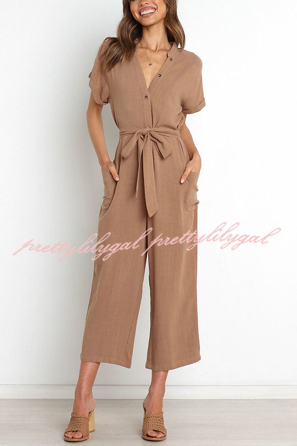 Stylish Women's Pocketed Button-Up Straight Leg Jumpsuit | Casual & Office Wear | Perfect for Work, Travel & Everyday Outfits