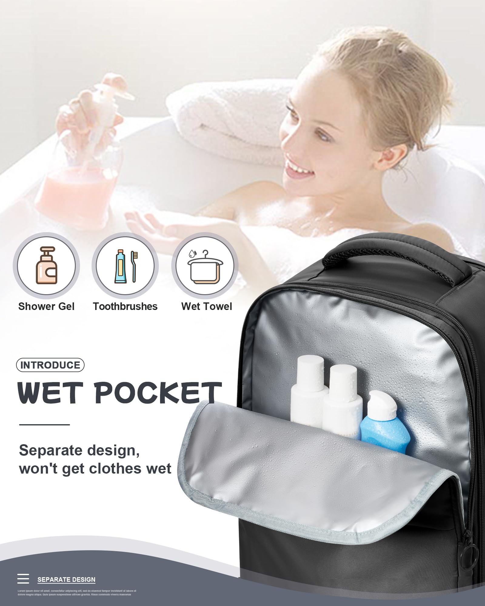 Large Black Travel Backpack - TSA Approved Carry On Backpack for Airplane Travel | Durable Flight Personal Item Bag for Women & Men | Perfect for Business Trips, Weekend Getaways & Adventure Travel