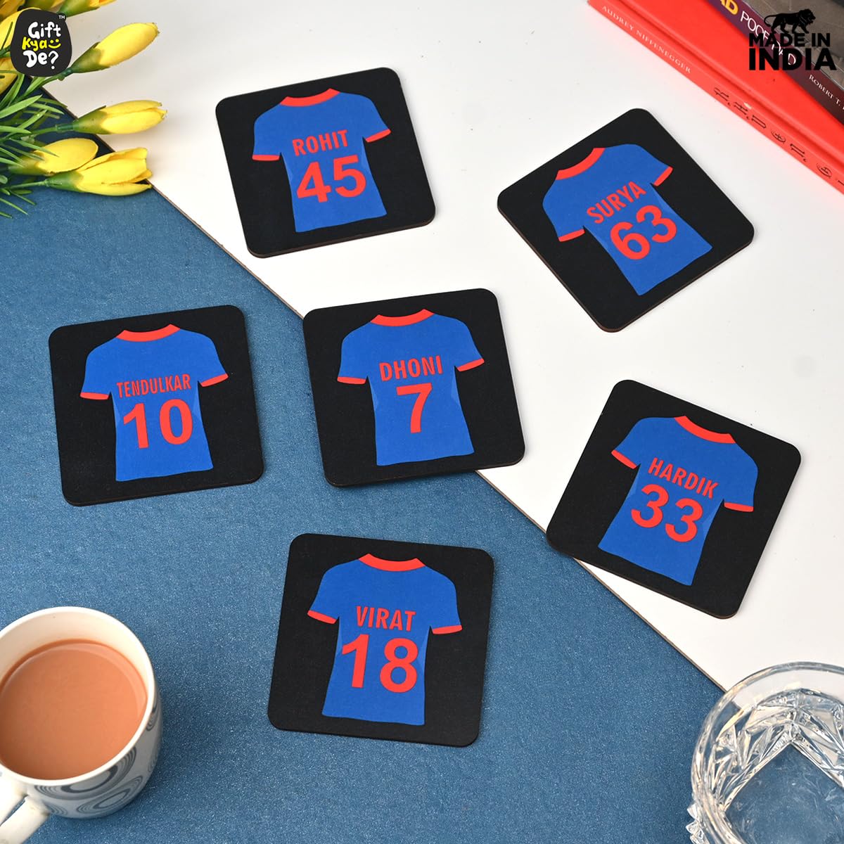 Premium Cricket Coaster Set of 6 - Square 3.8