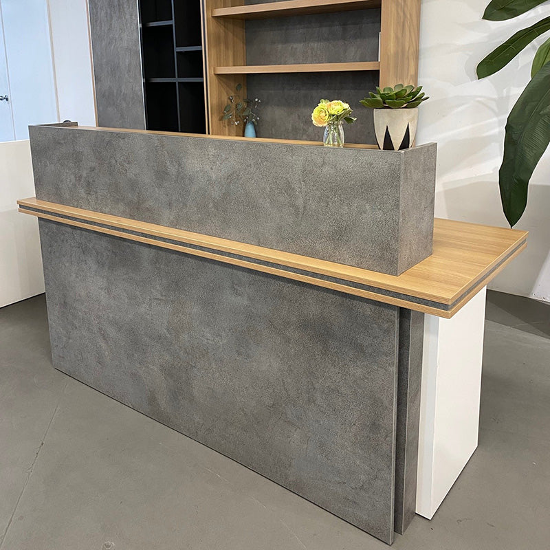 JARIN 1.8M Right Panel Reception Desk - Carbon Grey & White Office Furniture for Hotel, Clinic & Corporate Lobby