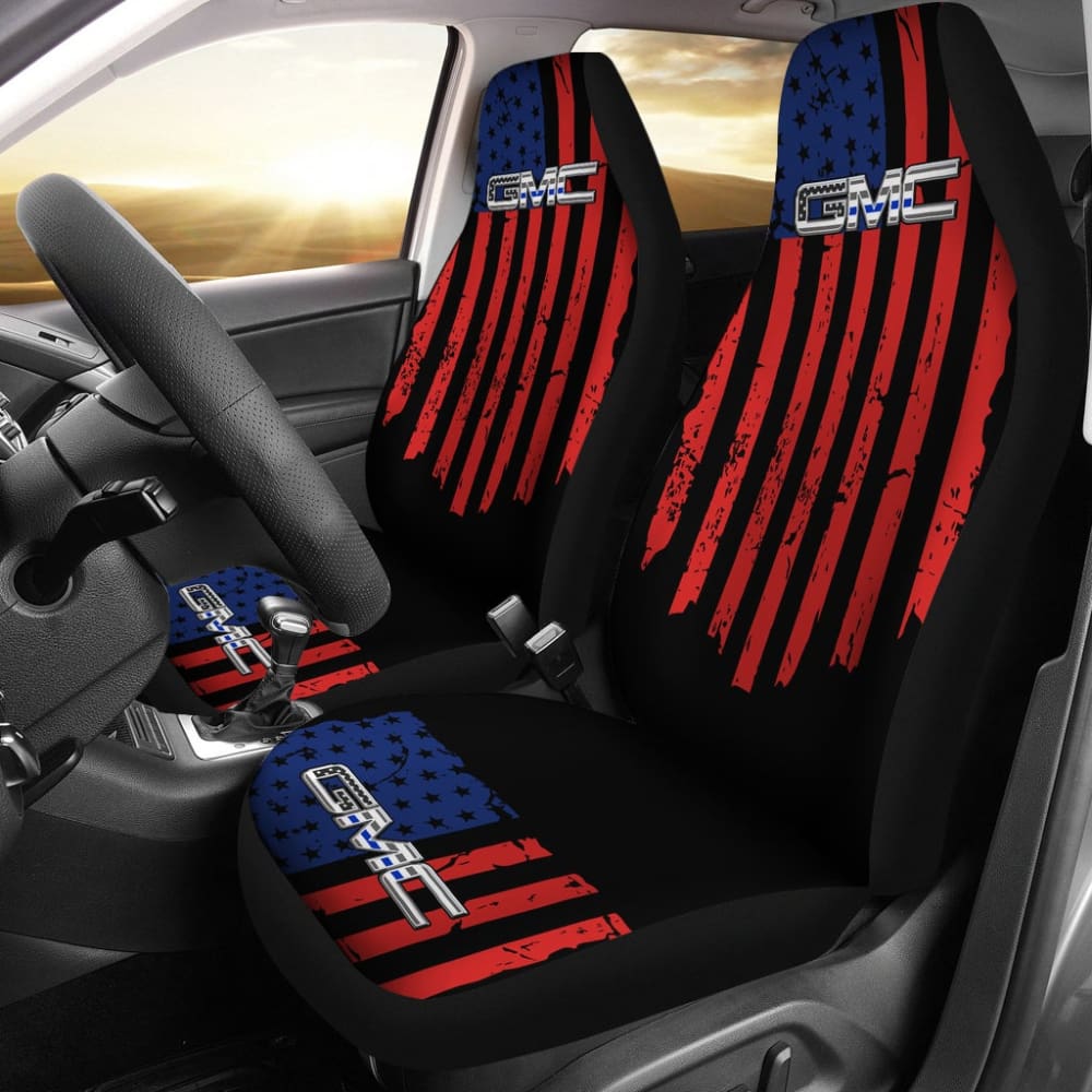 Premium GMC Car Seat Covers with American Flag Design - Red & Blue Custom Fit for 212601 Model | Perfect for Patriotic Drivers & 4th of July Road Trips