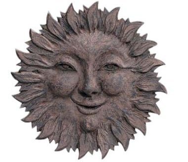 Rustic Wrought Iron Sun Face Plaque - Weather-Resistant Outdoor Wall Decor for Garden, Patio & Porch