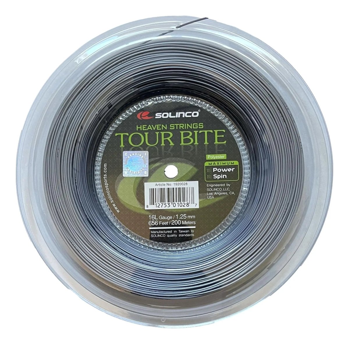 Solinco Tour Bite 16L Tennis String Reel - 656ft (200m) | High-Performance Polyester String for Spin & Control | Perfect for Competitive Play & Stringing Professionals