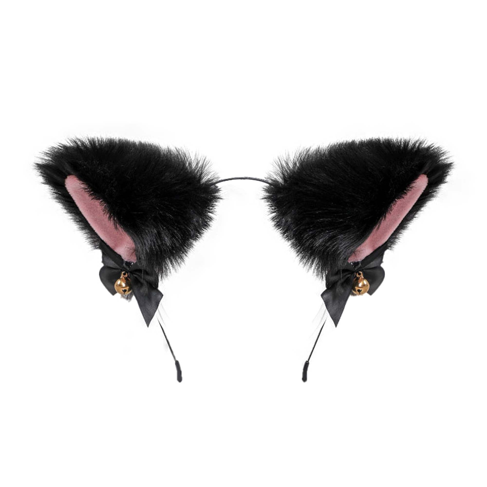 Black and Pink Cat Ears Headband for Women & Men - Cute Animal Ear Hair Accessories for Cosplay, Halloween Costume, Party, Anime Convention & Daily Fashion